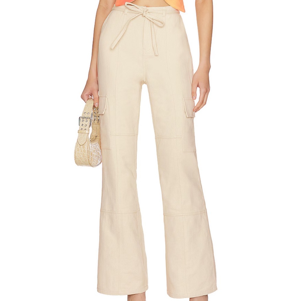 Lovers and Friends Ollie Cargo Cotton Trouser Pants in Beige
